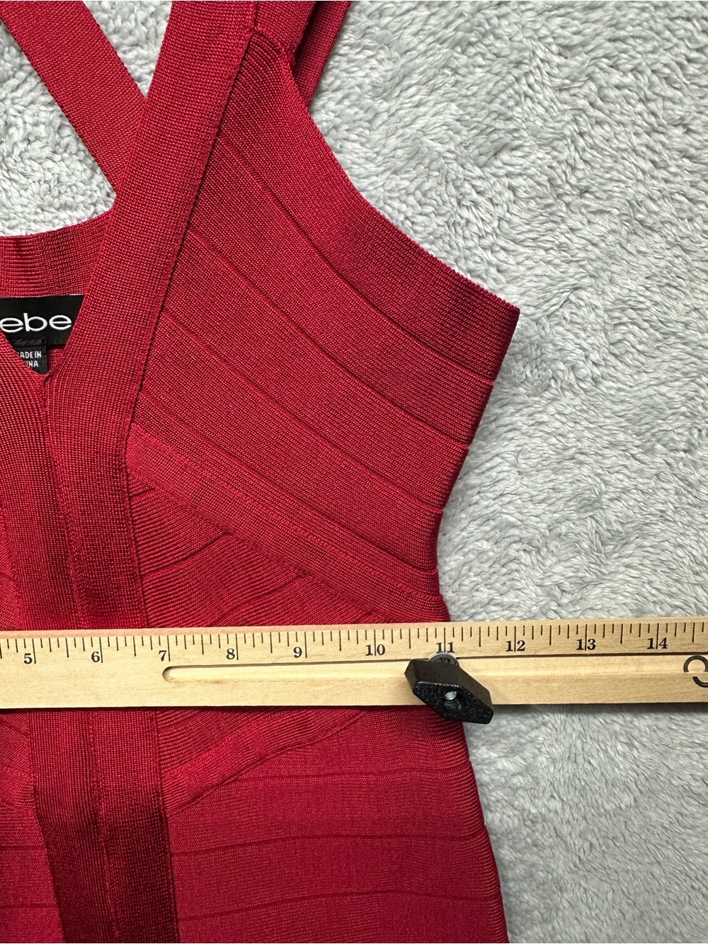 Bebe Y2K Red Bandage Bodycon Dress Strappy Cutout Back Mini Clubwear Going Out - Picture 7 of 9